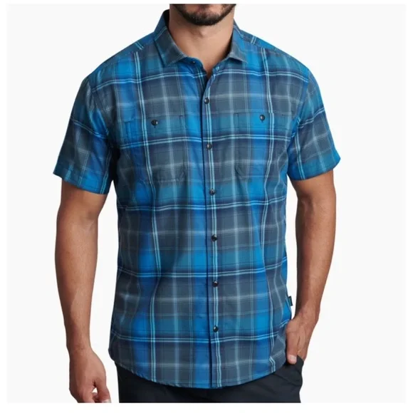 KUHL Styk Short sleeve plaid shirt collared mens XL gorpcore hiking outdoor - Picture 1 of 9